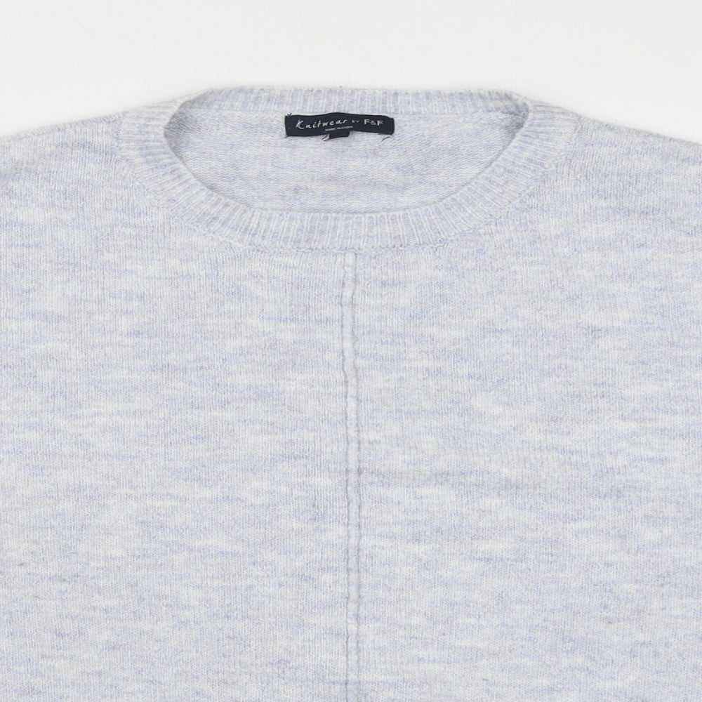F&F Womens Blue Crew Neck  Acrylic Pullover Jumper Size 16