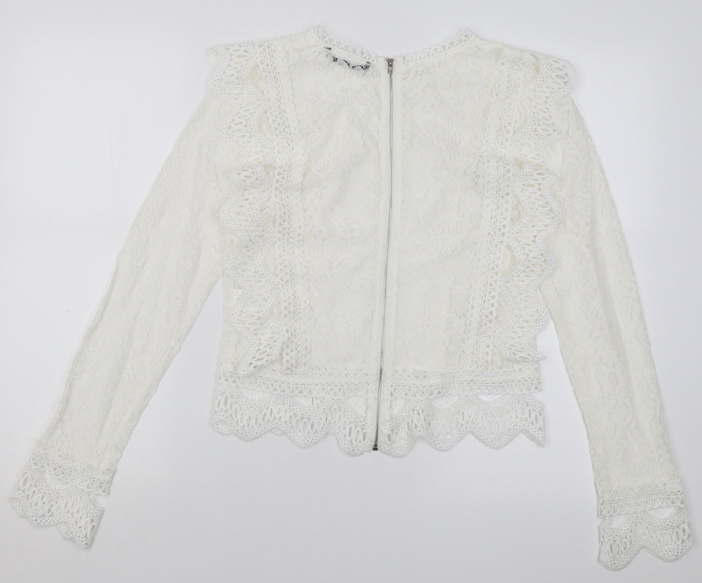 SheIn Womens White Floral Cotton Cropped T-Shirt Size M Crew Neck