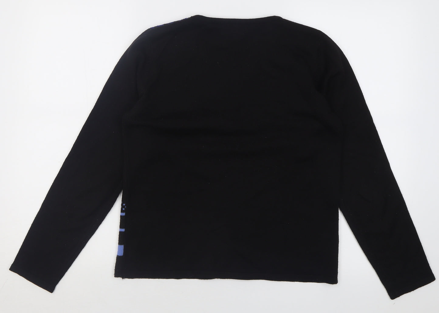 Casamia Womens Blue Crew Neck Geometric Acrylic Pullover Jumper Size S