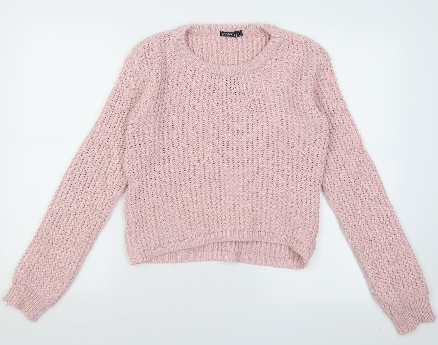 Chemistry Womens Pink Crew Neck  Acrylic Pullover Jumper Size M