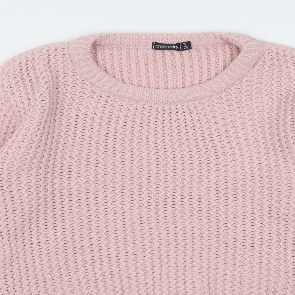 Chemistry Womens Pink Crew Neck  Acrylic Pullover Jumper Size M