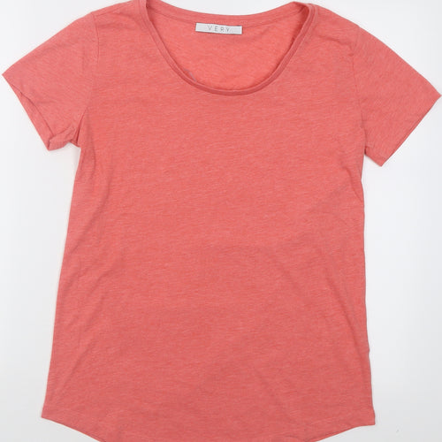 Very Womens Pink  Polyester Basic T-Shirt Size 8 Crew Neck