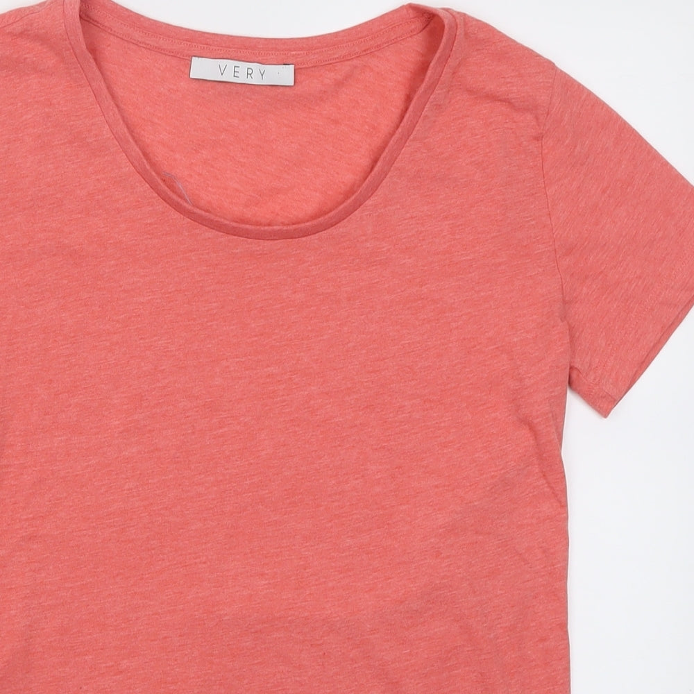 Very Womens Pink  Polyester Basic T-Shirt Size 8 Crew Neck