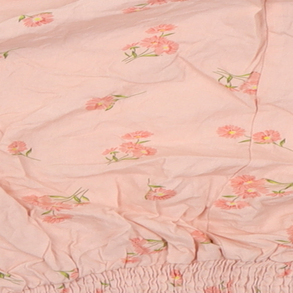 George Womens Pink Floral Viscose Cropped Blouse Size 12 Off the Shoulder