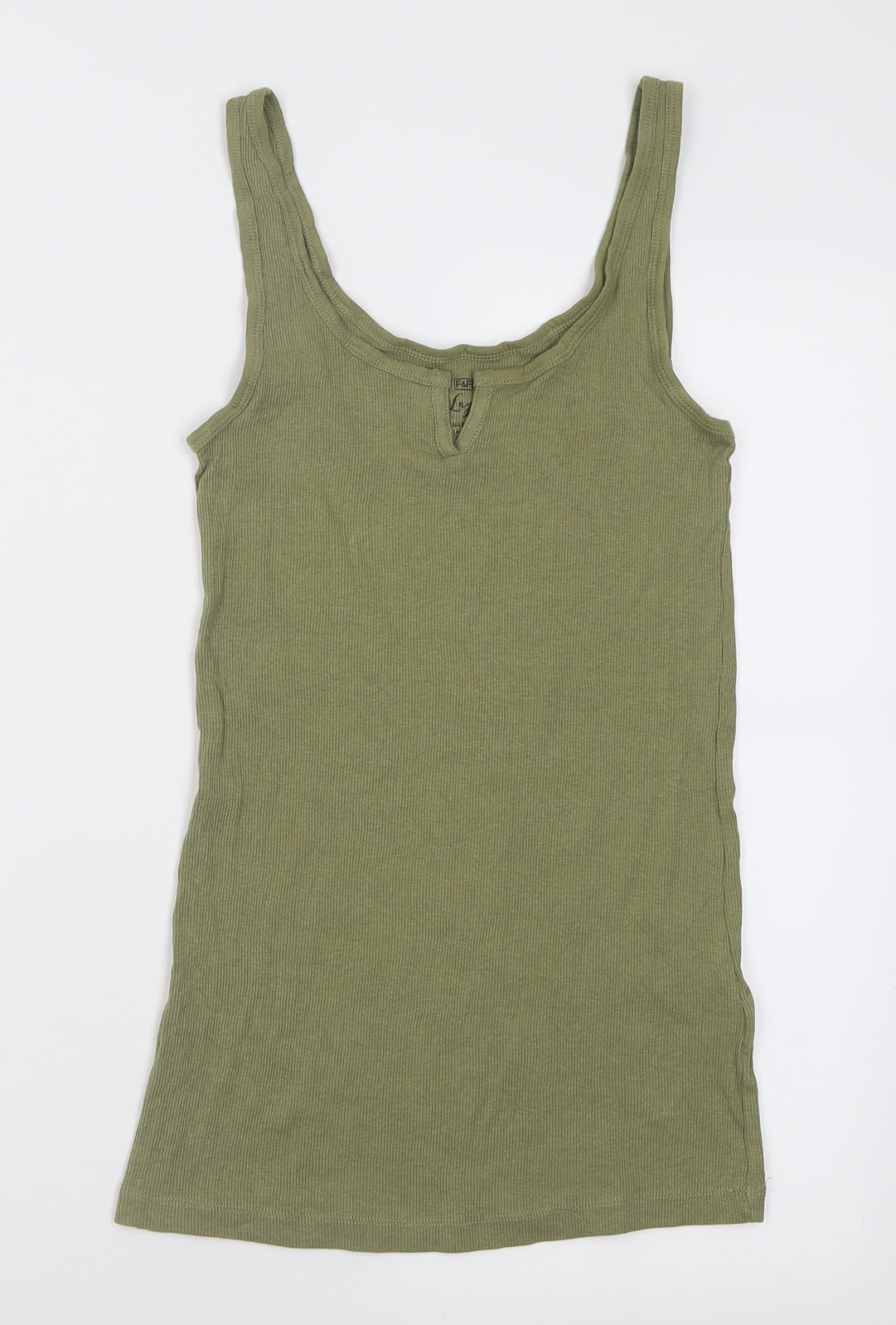 F&F Womens Green  Cotton Basic Tank Size 10 Scoop Neck