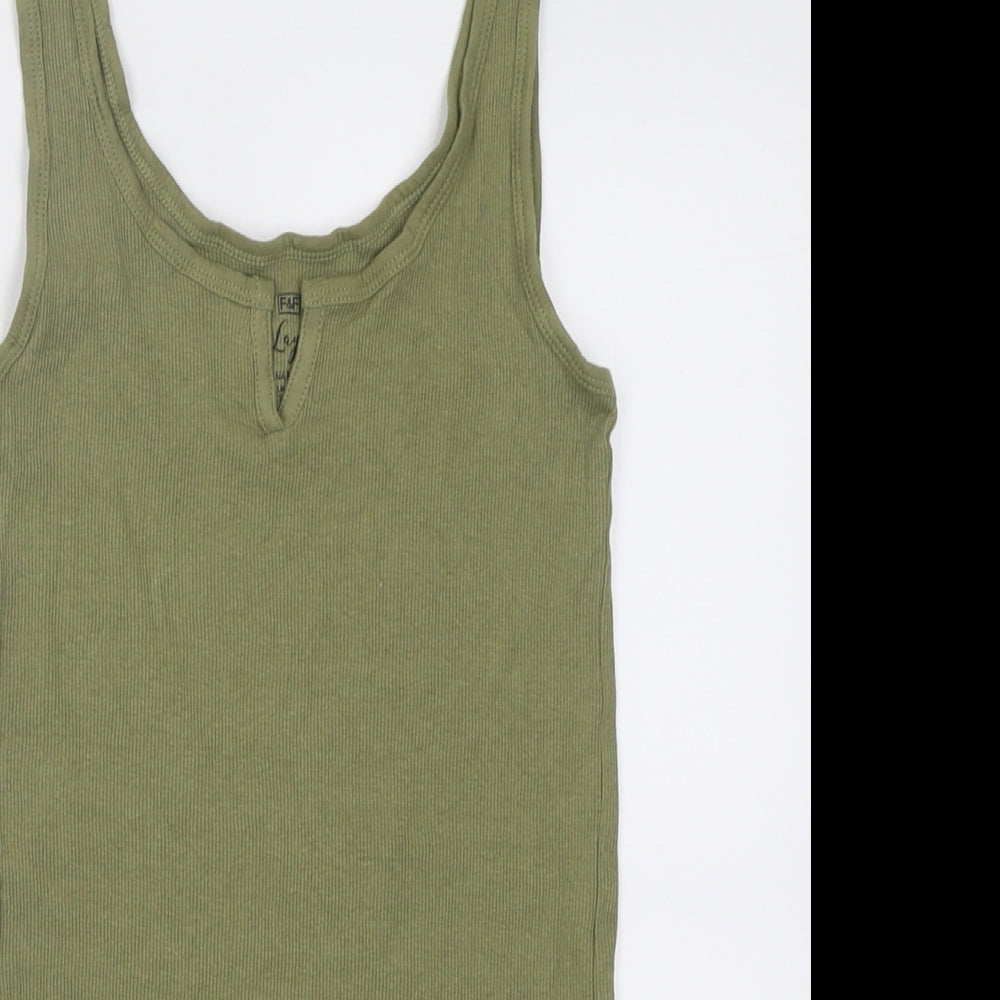 F&F Womens Green  Cotton Basic Tank Size 10 Scoop Neck