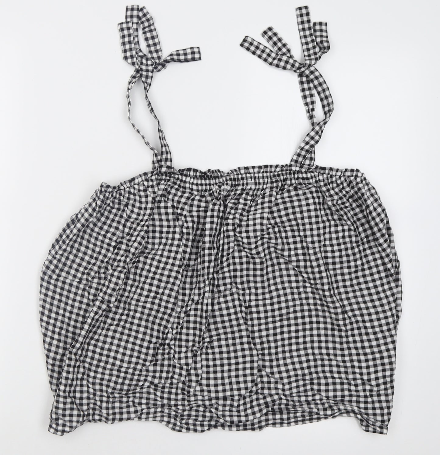George Womens Black Check Viscose Basic Tank Size 10 Square Neck
