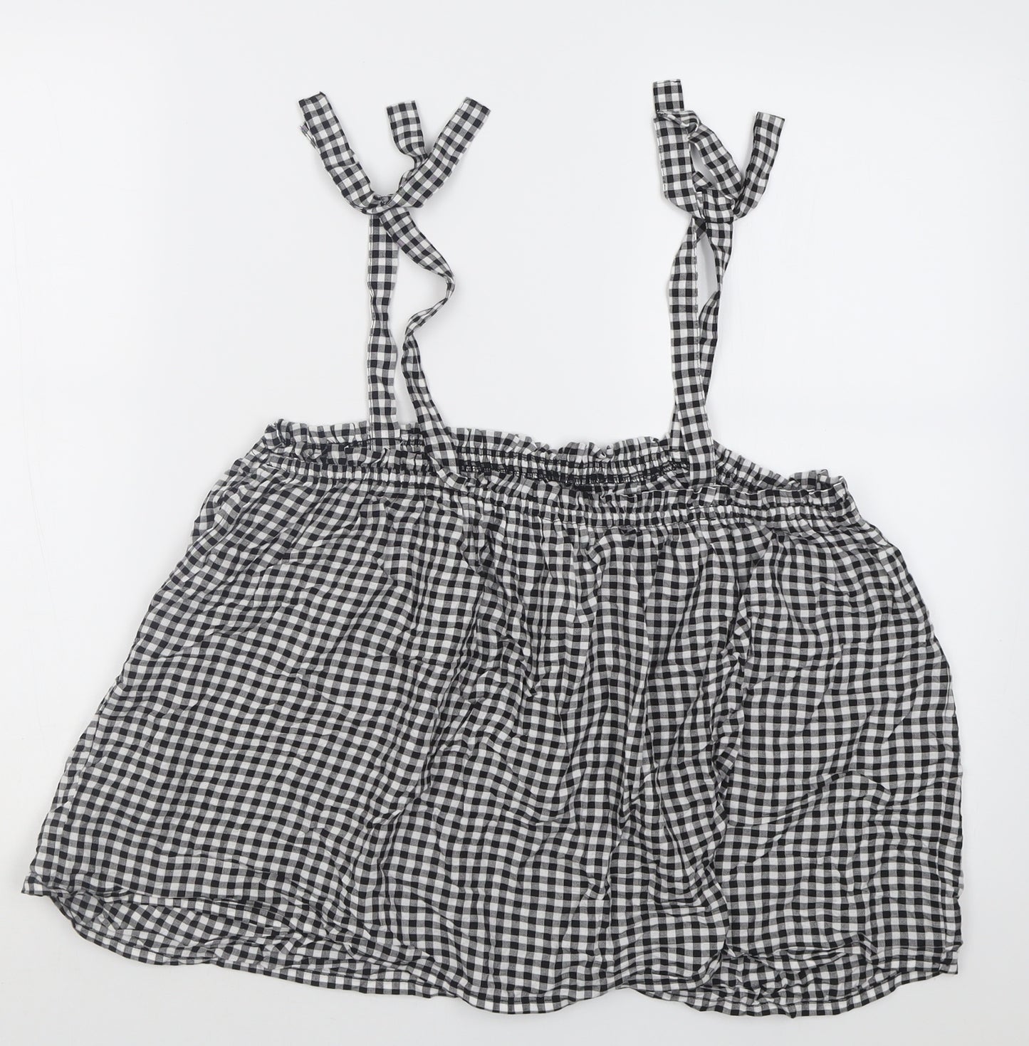 George Womens Black Check Viscose Basic Tank Size 10 Square Neck