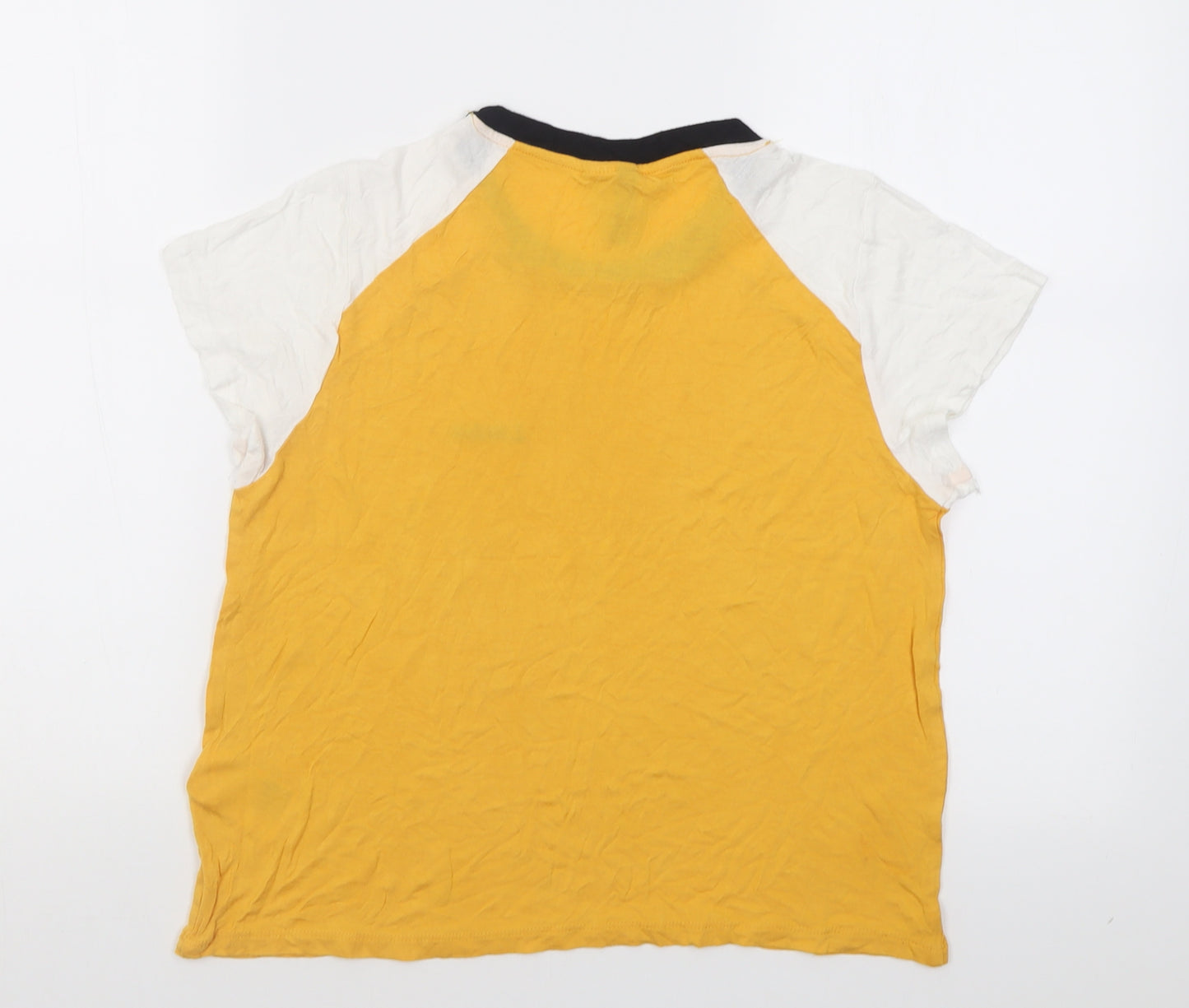 H&M Womens Yellow  Viscose Basic T-Shirt Size M Collared - London