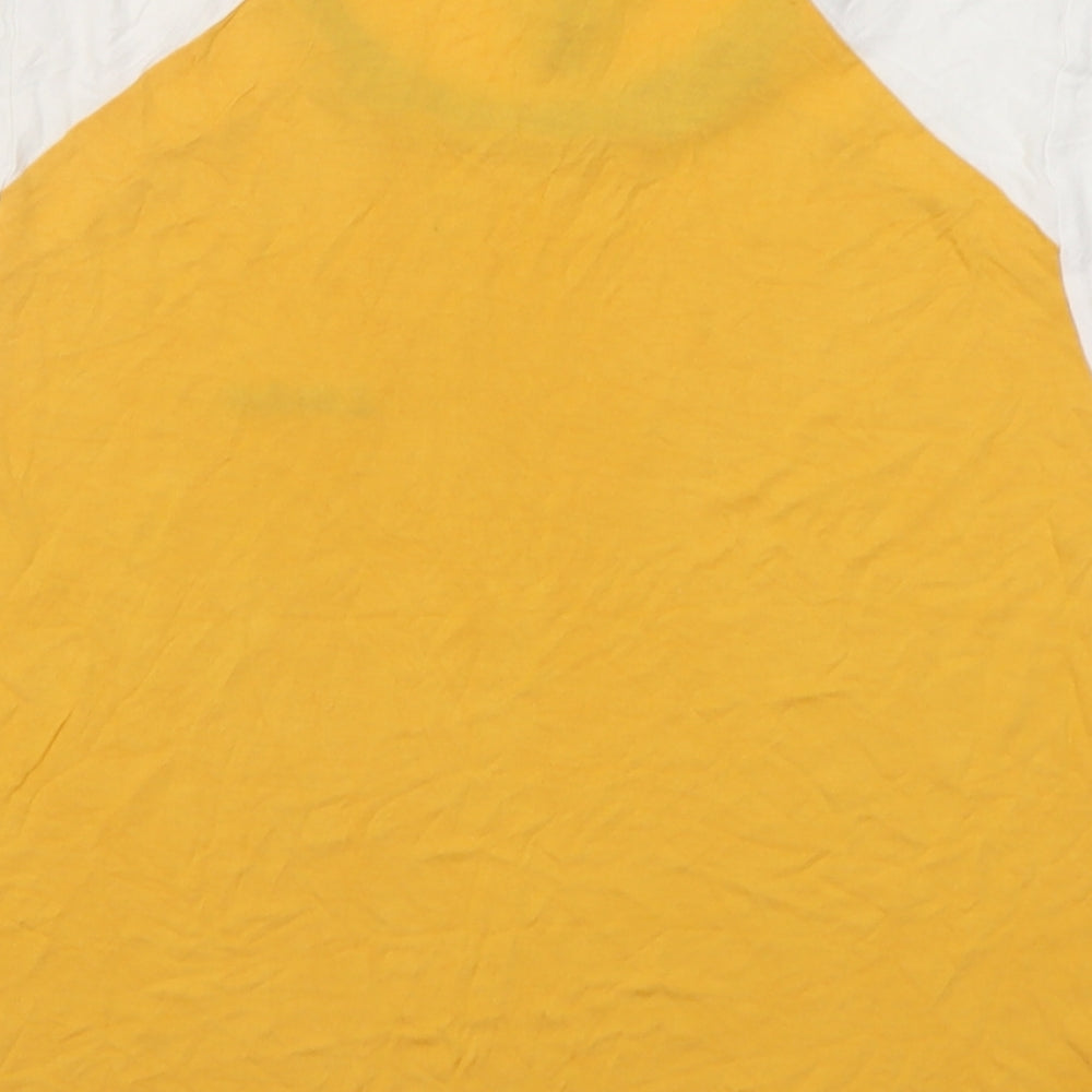 H&M Womens Yellow  Viscose Basic T-Shirt Size M Collared - London