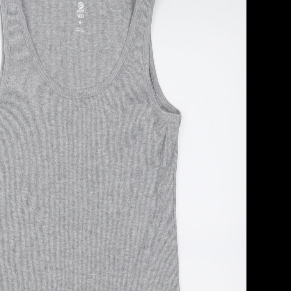 adidas Womens Grey  Polyester Basic Tank Size M Scoop Neck Pullover