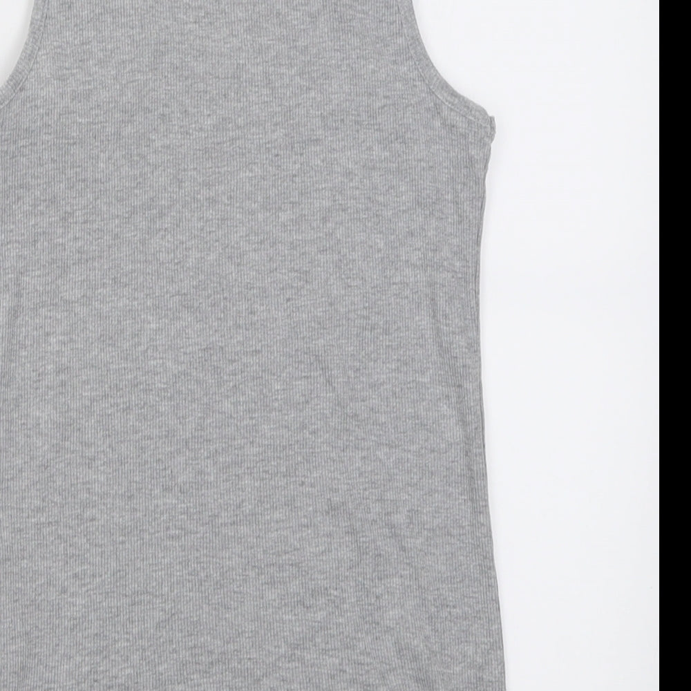 adidas Womens Grey  Polyester Basic Tank Size M Scoop Neck Pullover