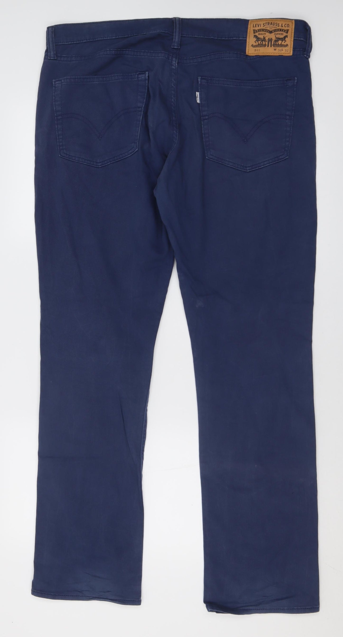 Signature by Levi Strauss & Co. Mens Blue  Cotton Trousers  Size 36 L32 in Regular Button