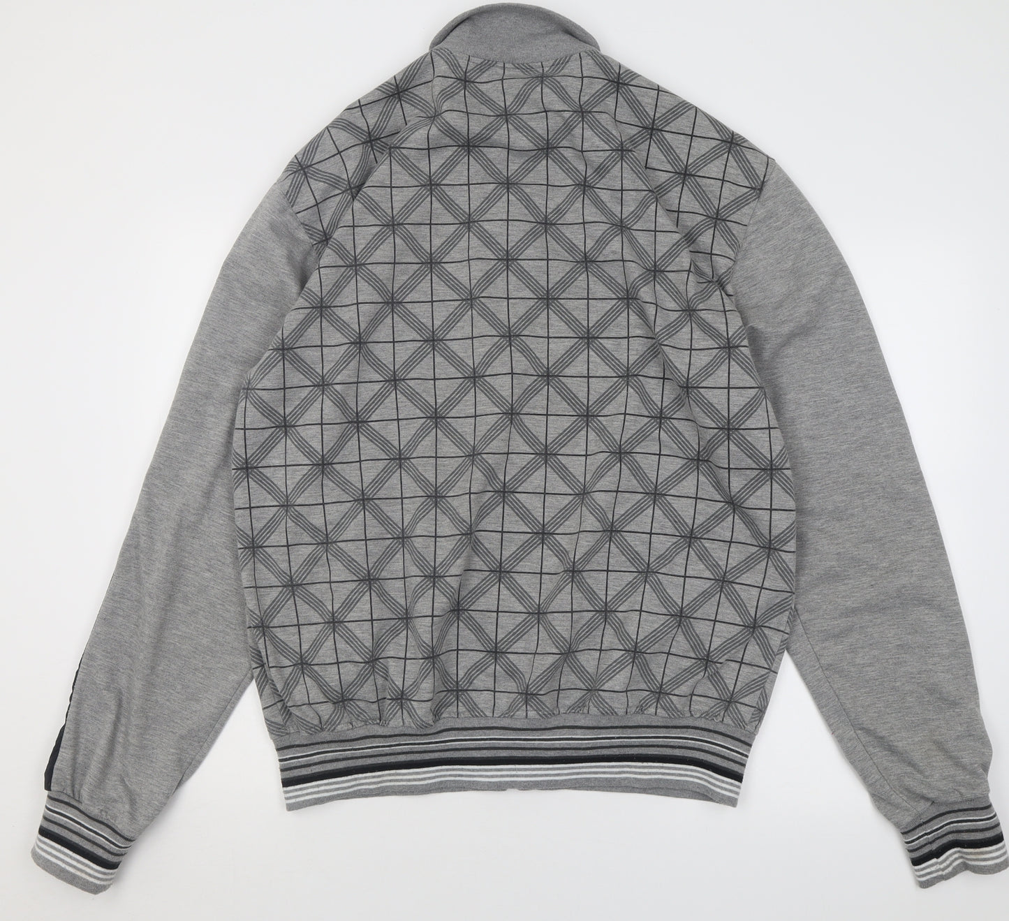 FRLENDI Mens Grey Argyle/Diamond Cotton Full Zip Sweatshirt Size 2XL