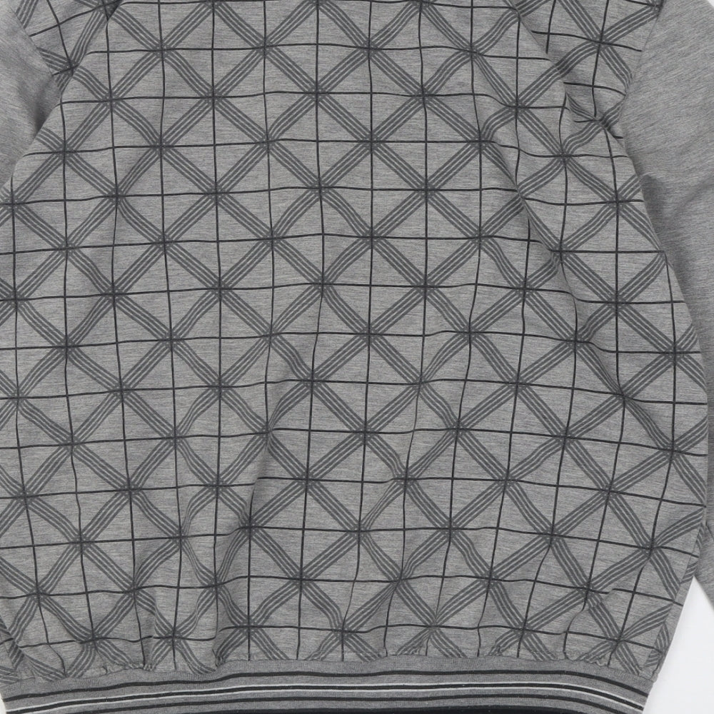 FRLENDI Mens Grey Argyle/Diamond Cotton Full Zip Sweatshirt Size 2XL