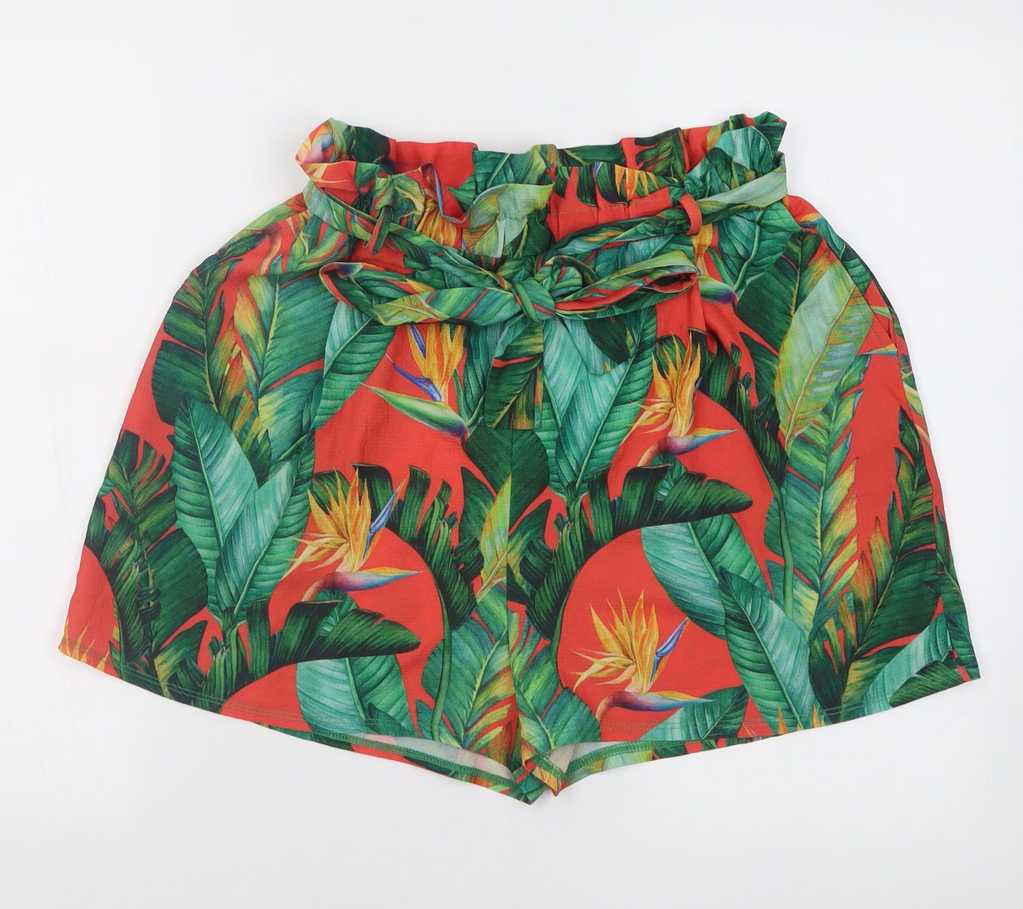 Peacocks Womens Multicoloured  Polyester Paperbag Shorts Size 12  Regular Tie