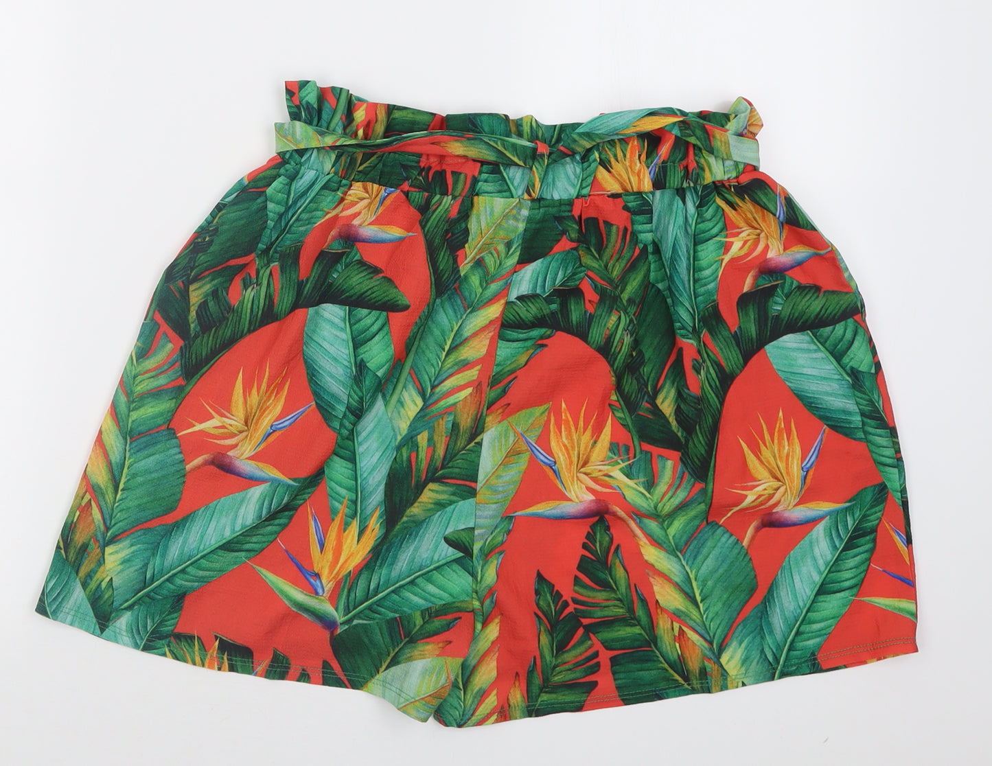 Peacocks Womens Multicoloured  Polyester Paperbag Shorts Size 12  Regular Tie