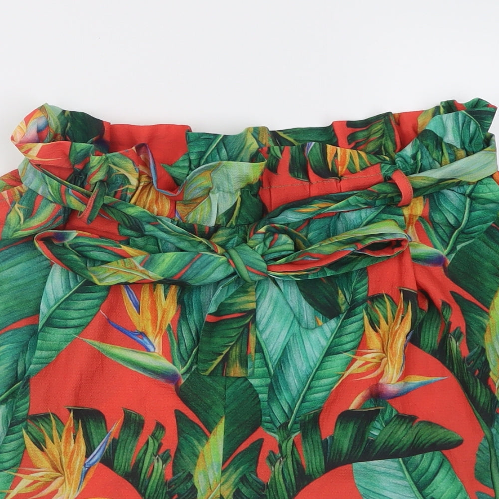 Peacocks Womens Multicoloured  Polyester Paperbag Shorts Size 12  Regular Tie