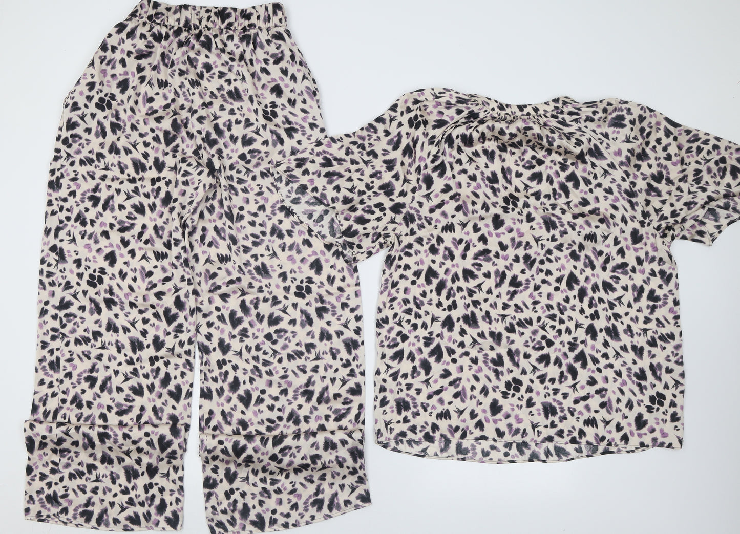 Marks and Spencer Womens Beige Animal Print Polyester Cami Pyjama Set Size 10