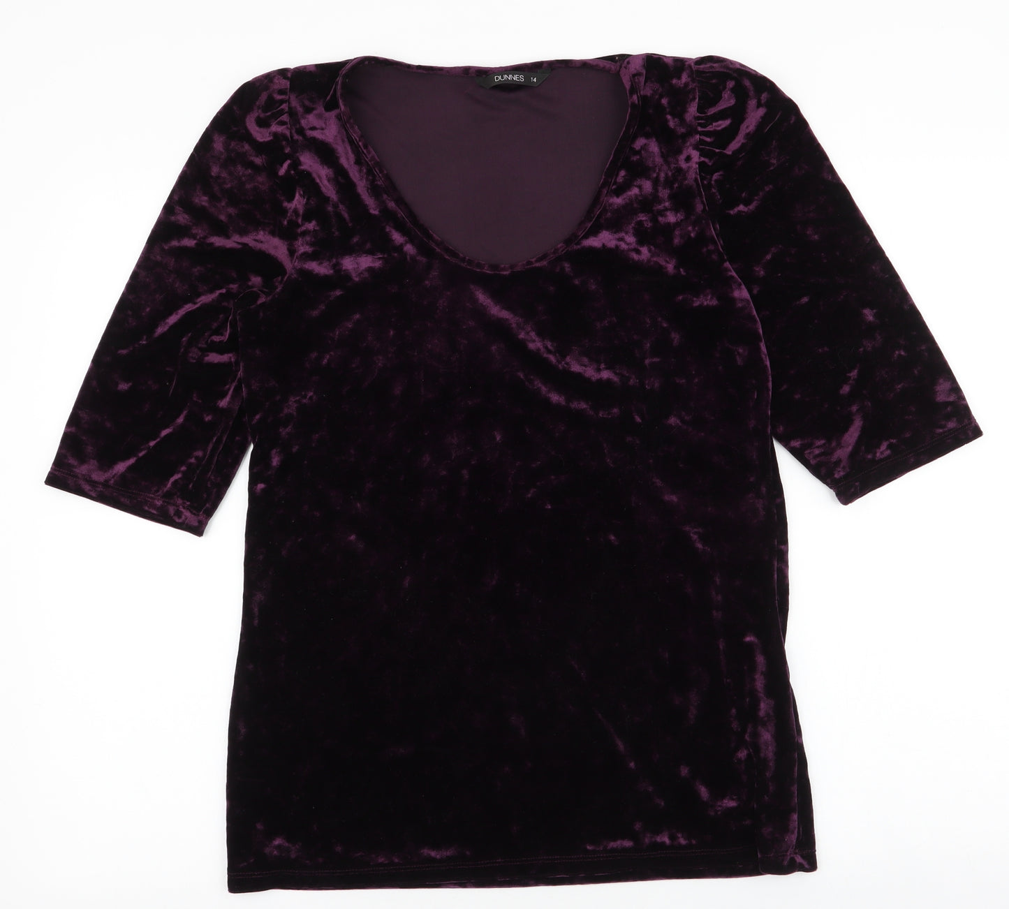Dunnes Stores Womens Purple  Polyester Basic T-Shirt Size 14 Round Neck