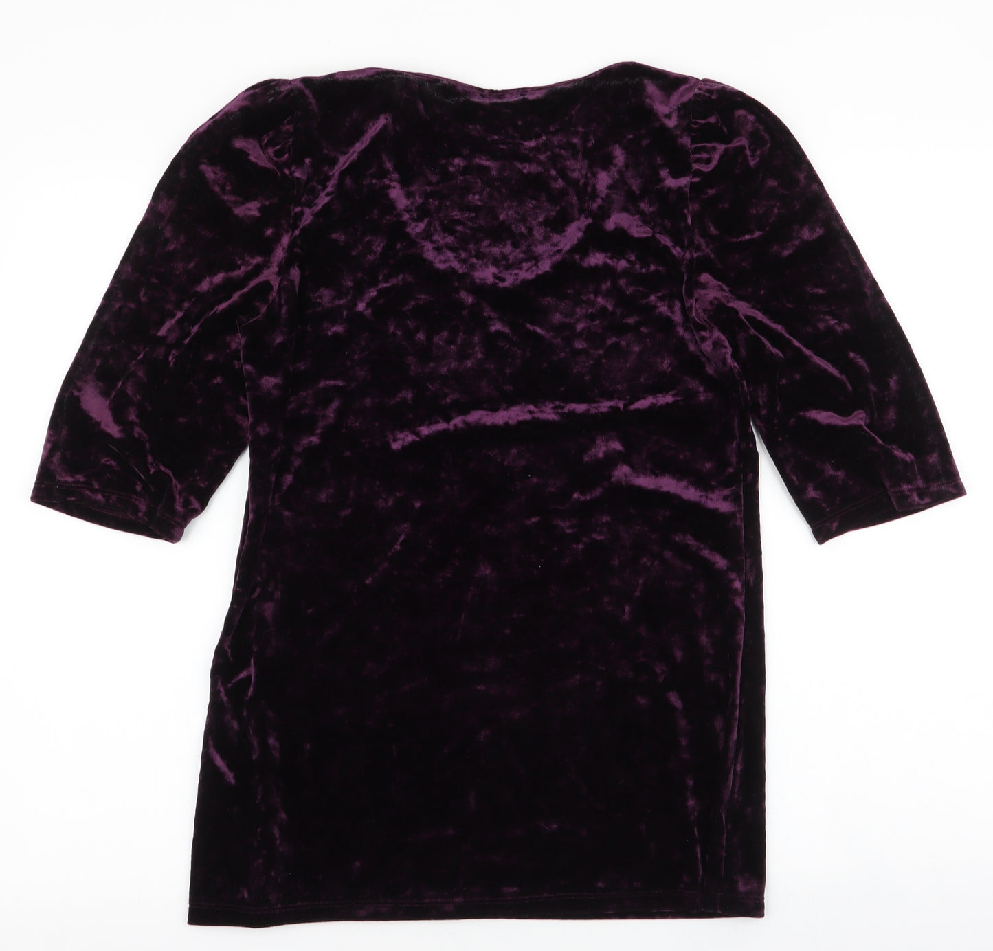 Dunnes Stores Womens Purple  Polyester Basic T-Shirt Size 14 Round Neck