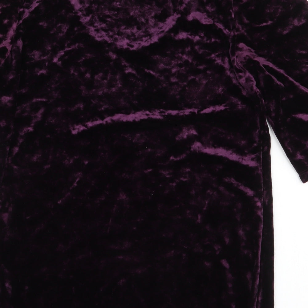 Dunnes Stores Womens Purple  Polyester Basic T-Shirt Size 14 Round Neck