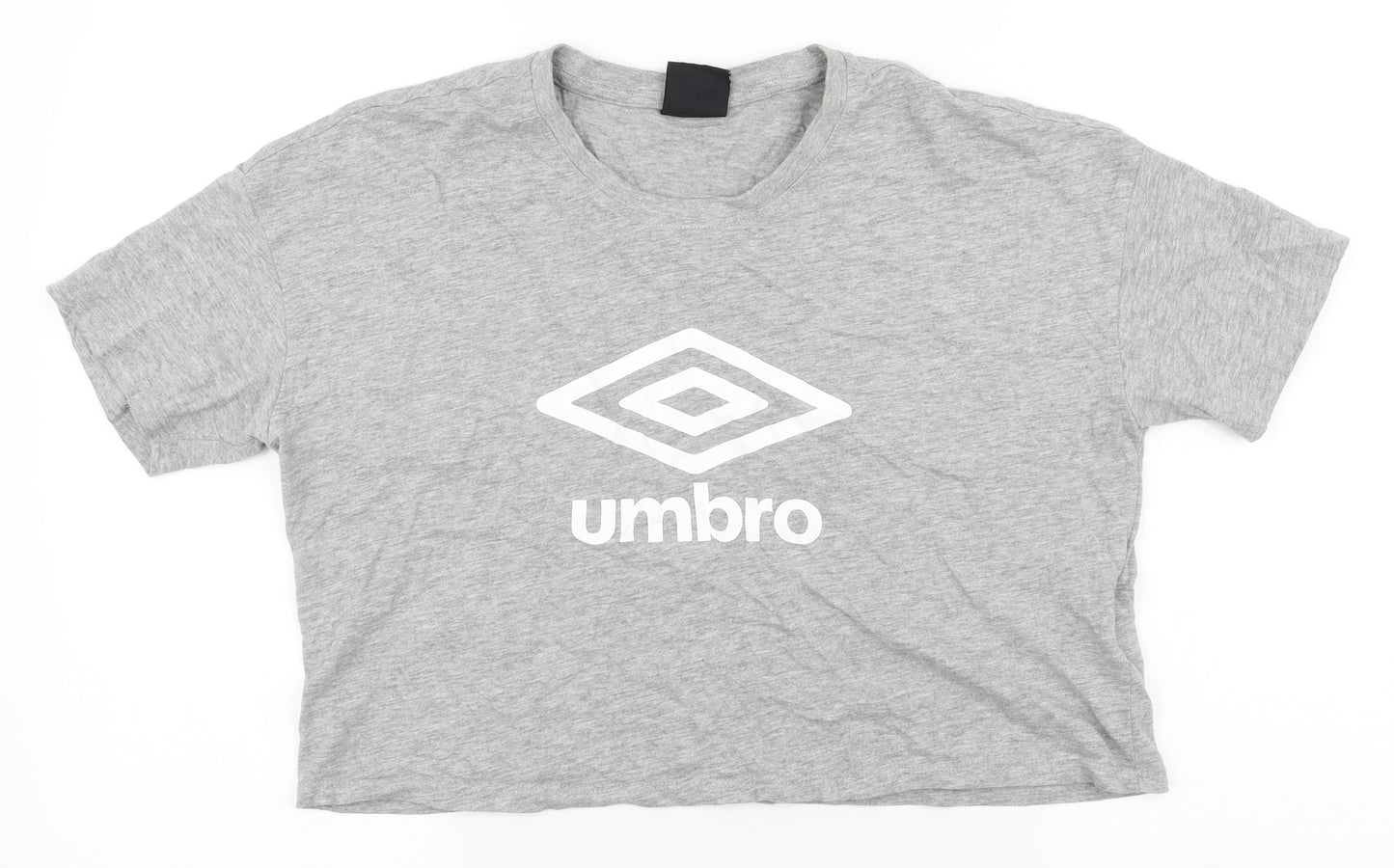 Umbro Womens Grey  Cotton Cropped T-Shirt Size M Round Neck