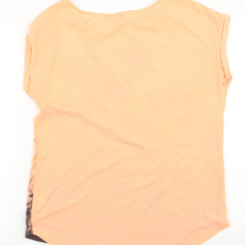 Mexx Womens Orange Floral Polyester Jersey Blouse Size L Round Neck