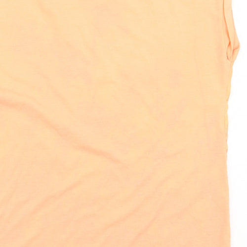 Mexx Womens Orange Floral Polyester Jersey Blouse Size L Round Neck