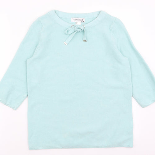 collection  Womens Blue Round Neck  100% Cotton Pullover Jumper Size 12