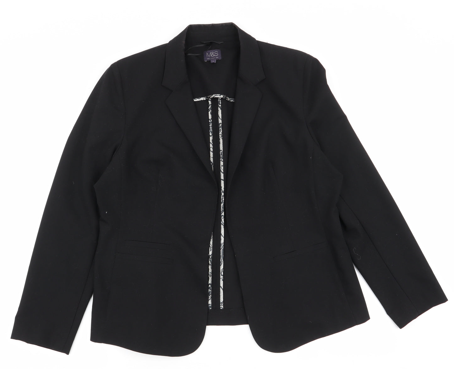 Marks and Spencer Womens Black   Jacket Blazer Size 16  Hook & Eye