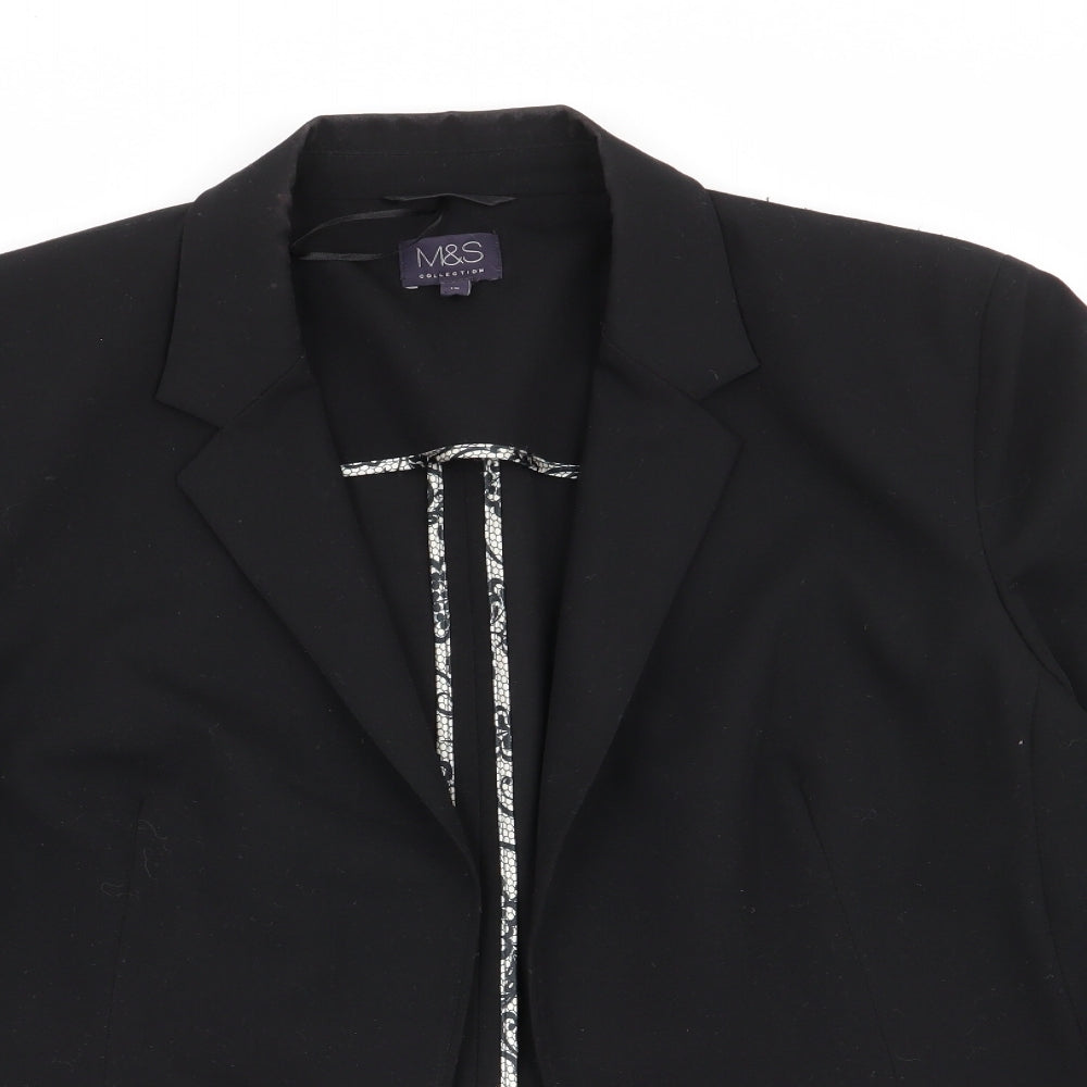 Marks and Spencer Womens Black   Jacket Blazer Size 16  Hook & Eye