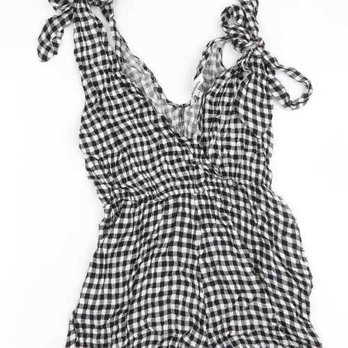 Debenhams Womens Multicoloured Check 100% Viscose Playsuit One-Piece Size 8  Tie