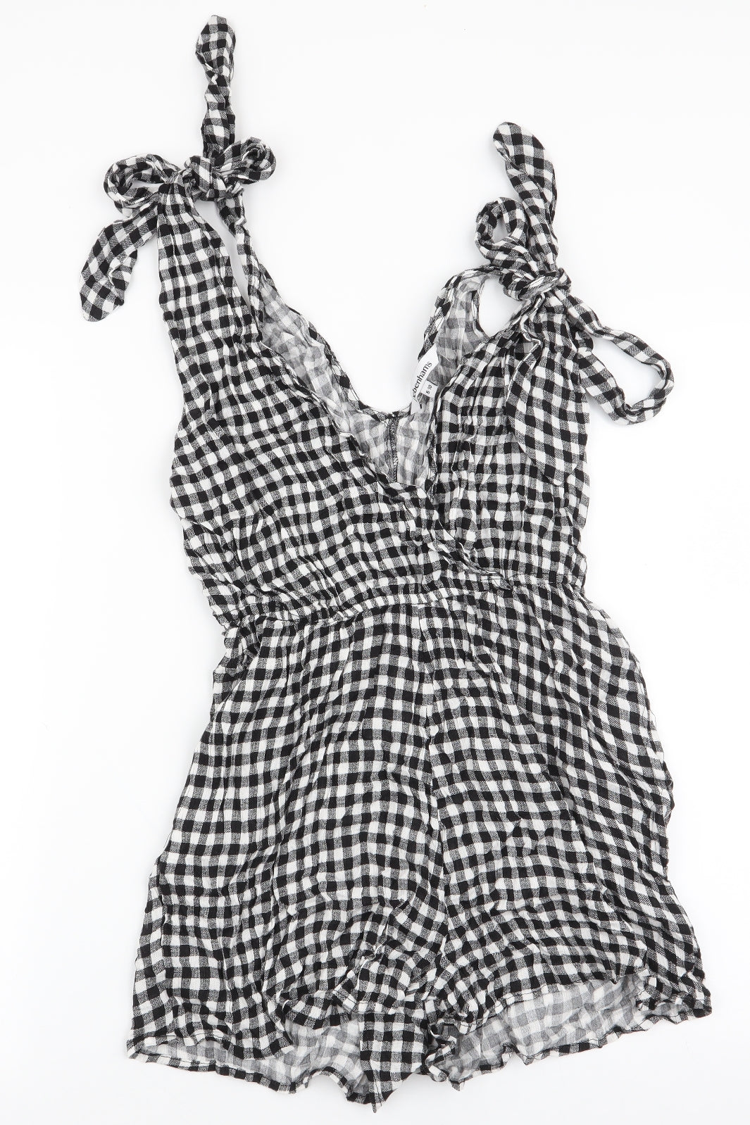 Debenhams Womens Multicoloured Check 100% Viscose Playsuit One-Piece Size 8  Tie