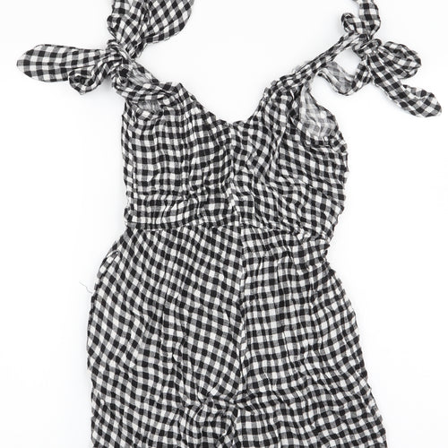 Debenhams Womens Multicoloured Check 100% Viscose Playsuit One-Piece Size 8  Tie