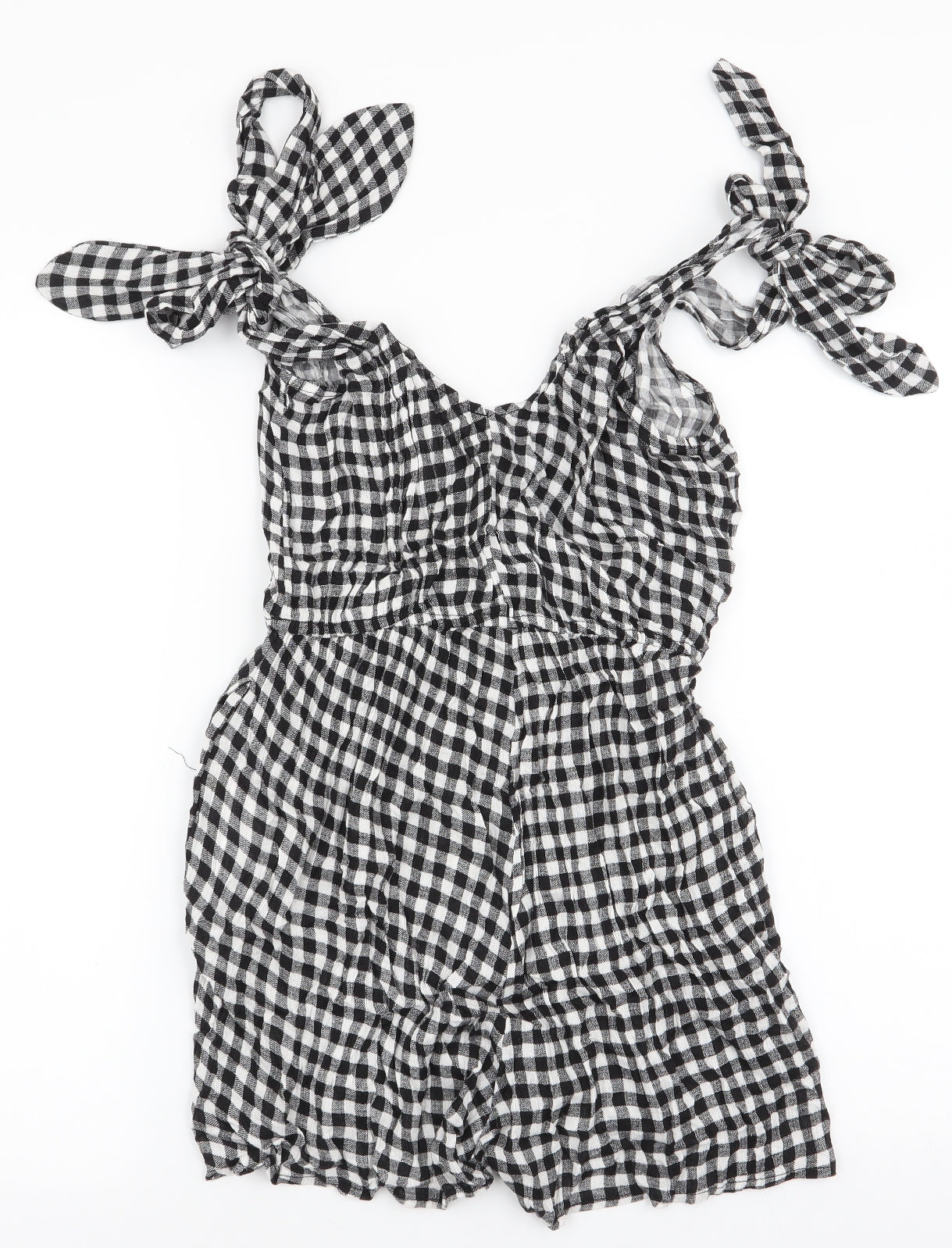 Debenhams Womens Multicoloured Check 100% Viscose Playsuit One-Piece Size 8  Tie