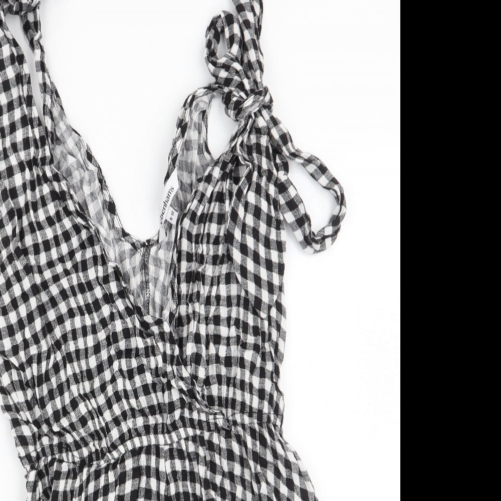 Debenhams Womens Multicoloured Check 100% Viscose Playsuit One-Piece Size 8  Tie