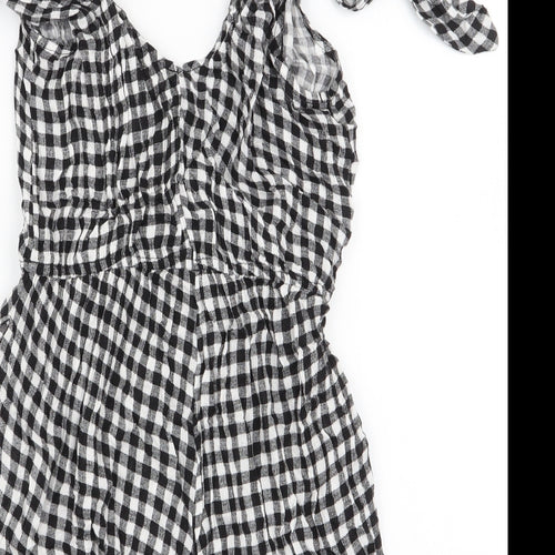Debenhams Womens Multicoloured Check 100% Viscose Playsuit One-Piece Size 8  Tie