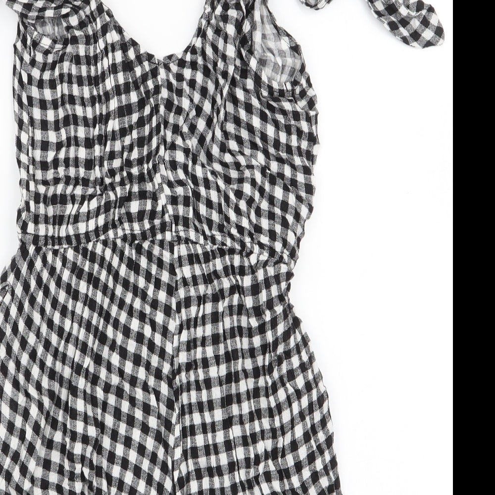Debenhams Womens Multicoloured Check 100% Viscose Playsuit One-Piece Size 8  Tie