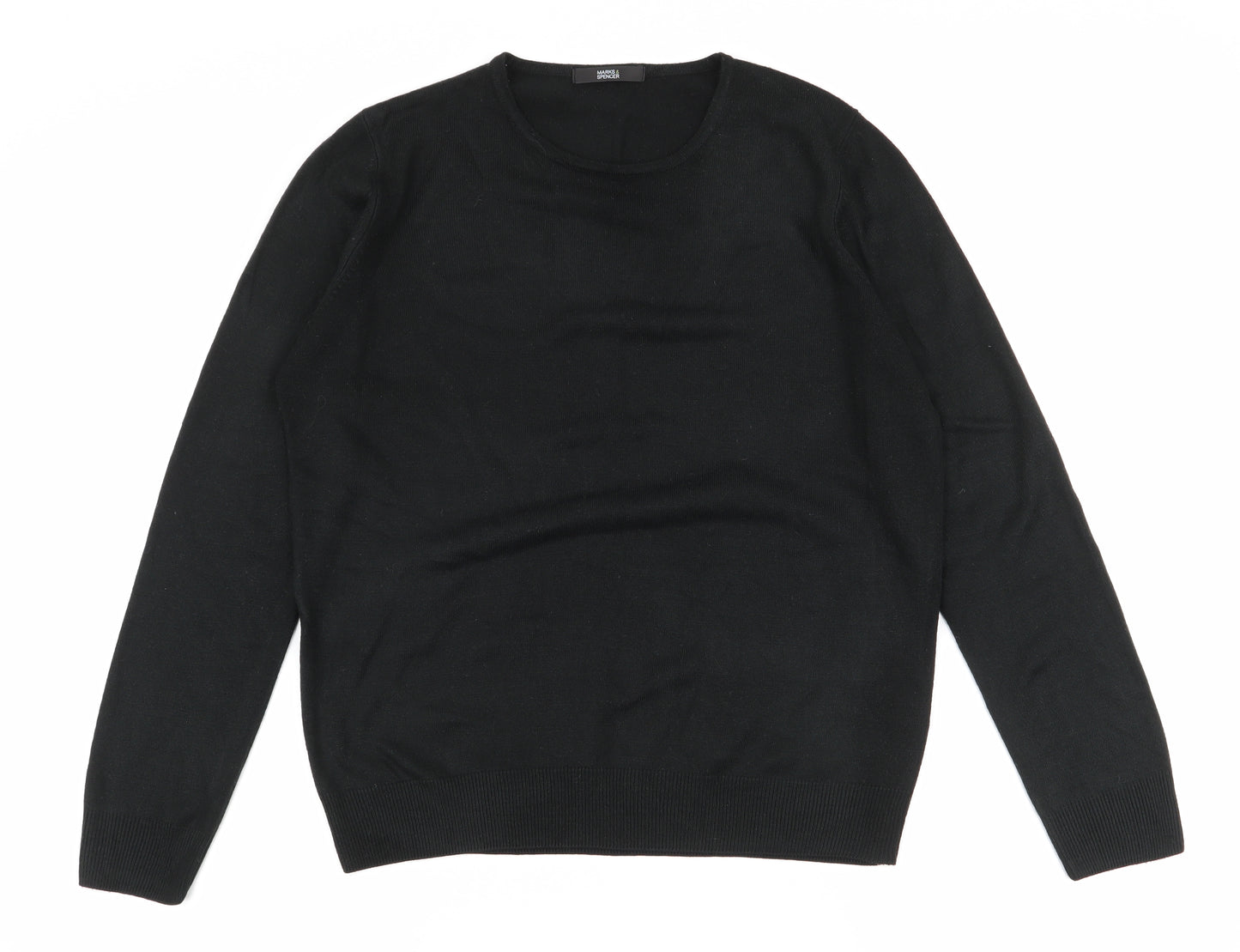 Marks and Spencer Womens Black Round Neck  Acrylic Pullover Jumper Size 14