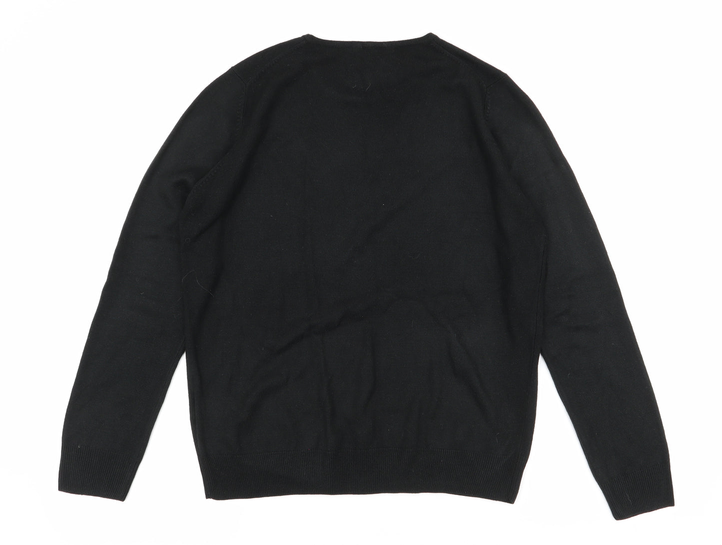 Marks and Spencer Womens Black Round Neck  Acrylic Pullover Jumper Size 14