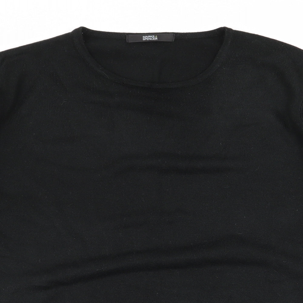 Marks and Spencer Womens Black Round Neck  Acrylic Pullover Jumper Size 14