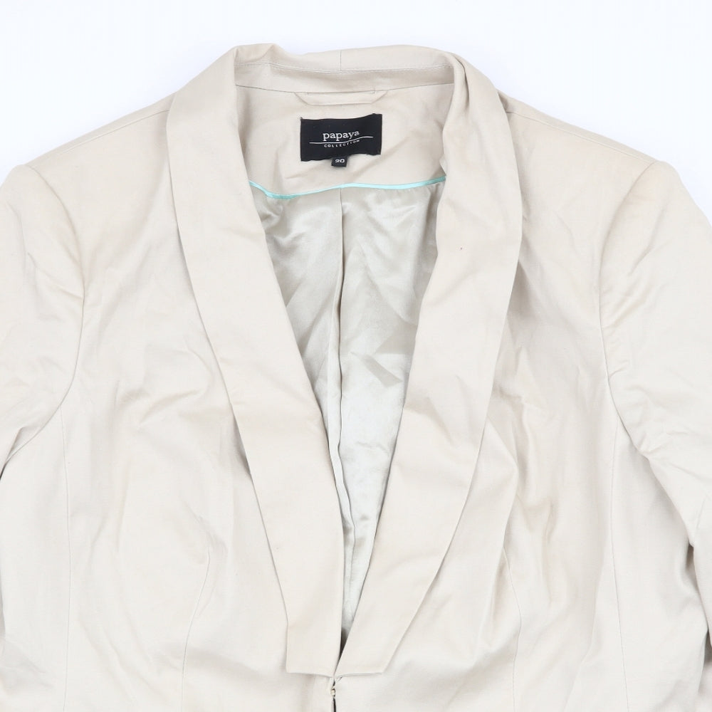 Papaya Womens Beige   Jacket Blazer Size 20  Hook & Eye