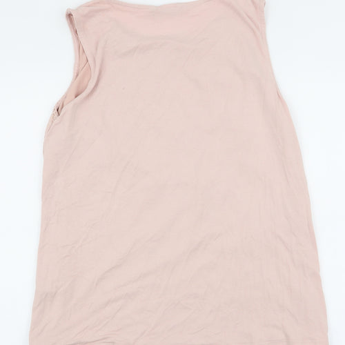 Dunnes Stores Womens Pink Floral Cotton Jersey Tank Size 14 Round Neck