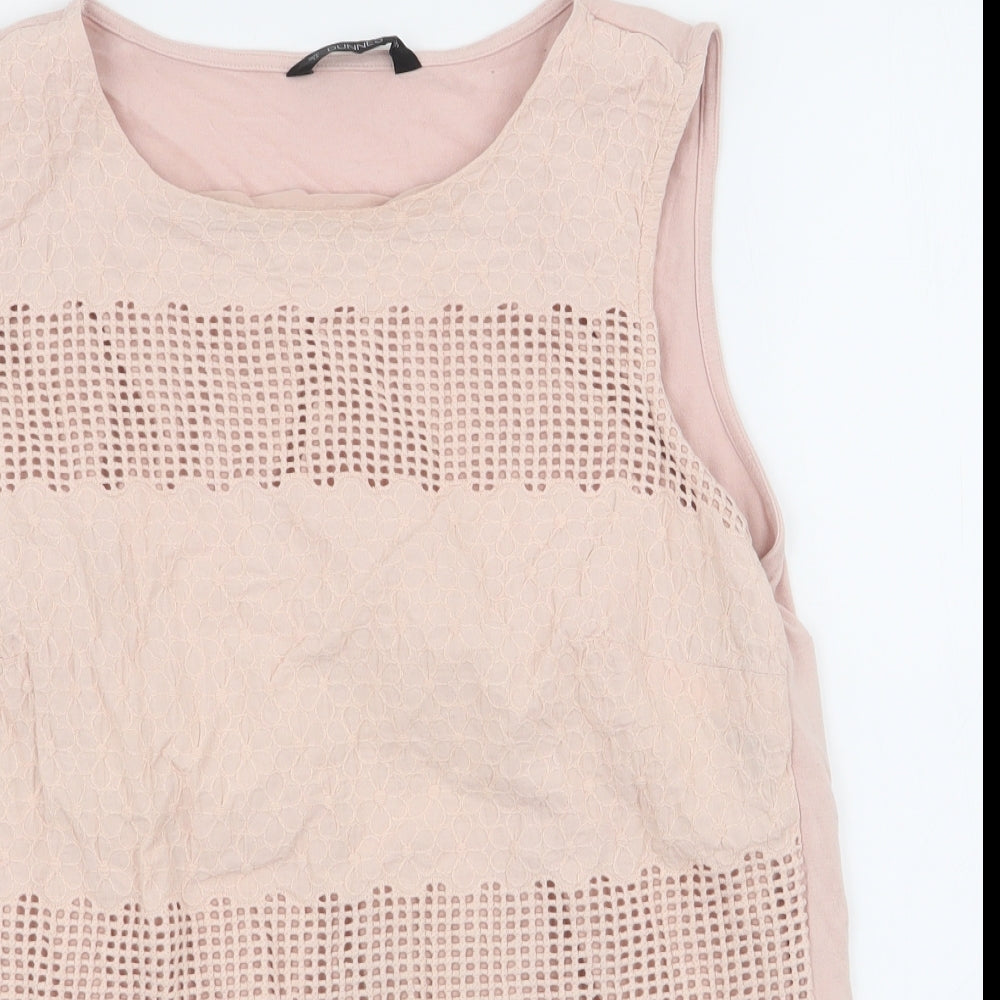 Dunnes Stores Womens Pink Floral Cotton Jersey Tank Size 14 Round Neck