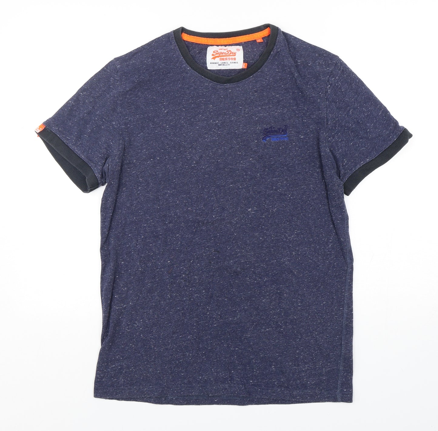 Superdry Mens Blue  Cotton  T-Shirt Size L Round Neck