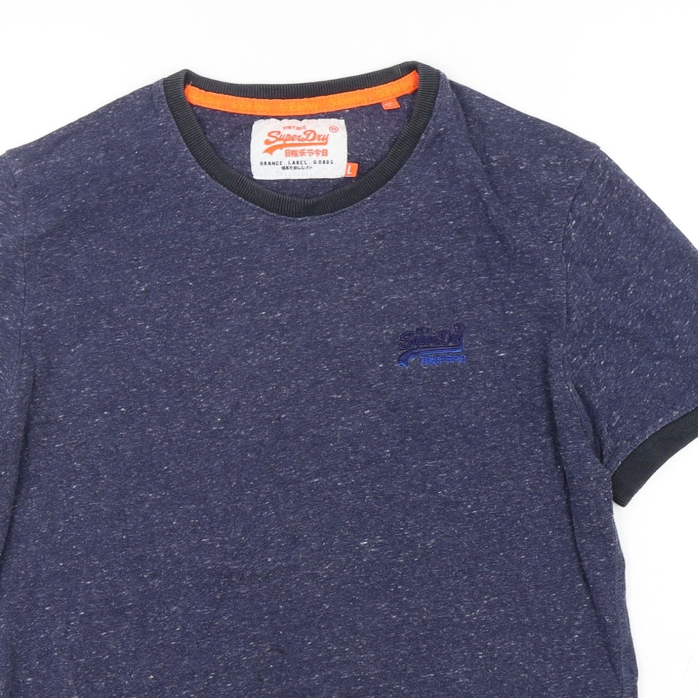Superdry Mens Blue  Cotton  T-Shirt Size L Round Neck