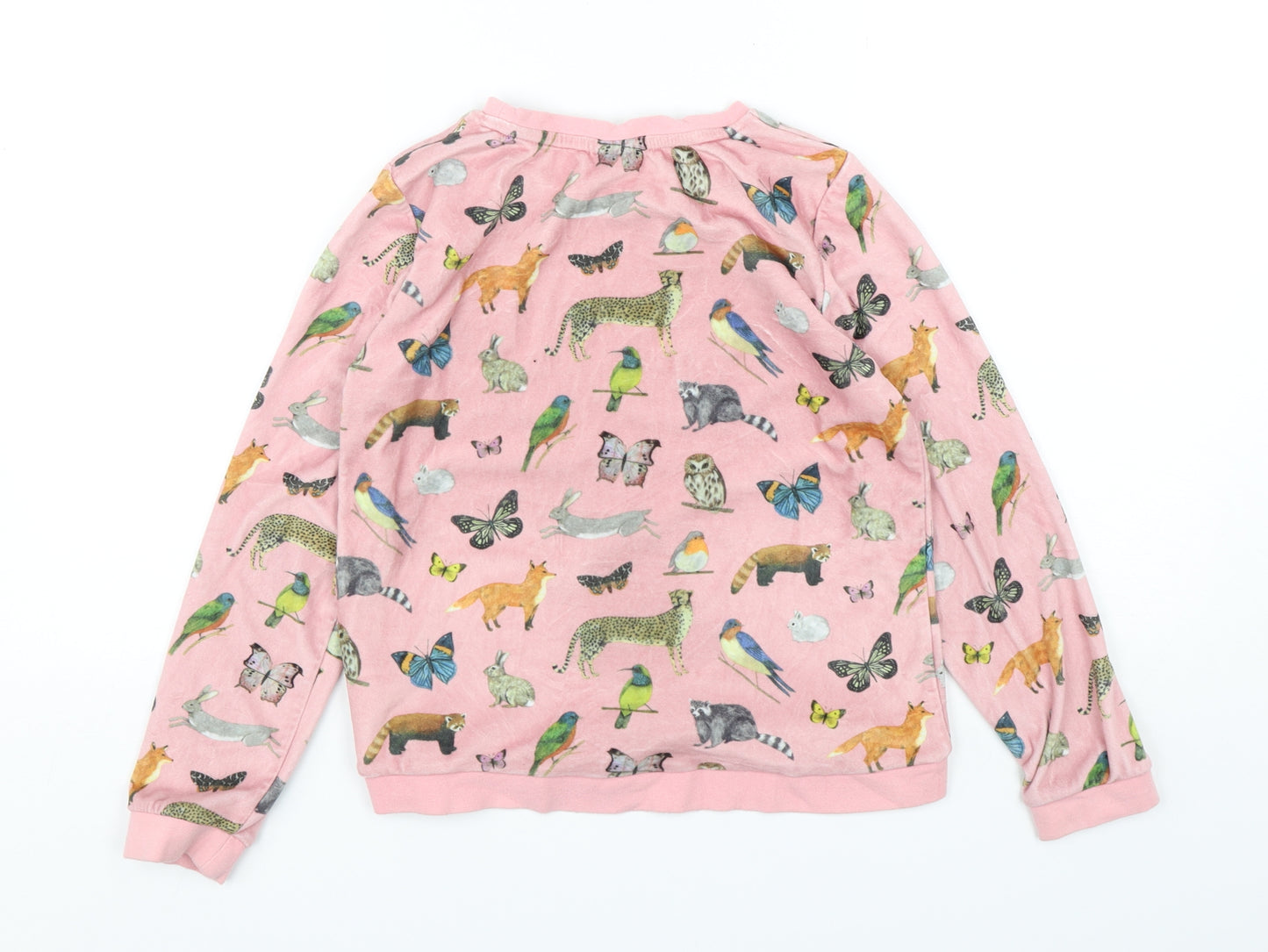 H&M Girls Pink Round Neck Geometric Polyester Pullover Jumper Size 9-10 Years  Pullover - Animals