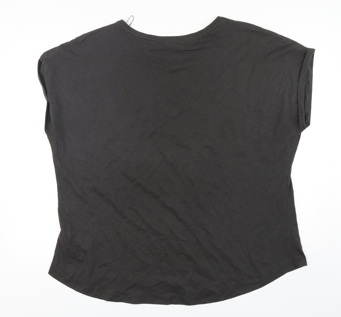 NEXT Womens Grey Animal Print Cotton Basic T-Shirt Size 22 Round Neck