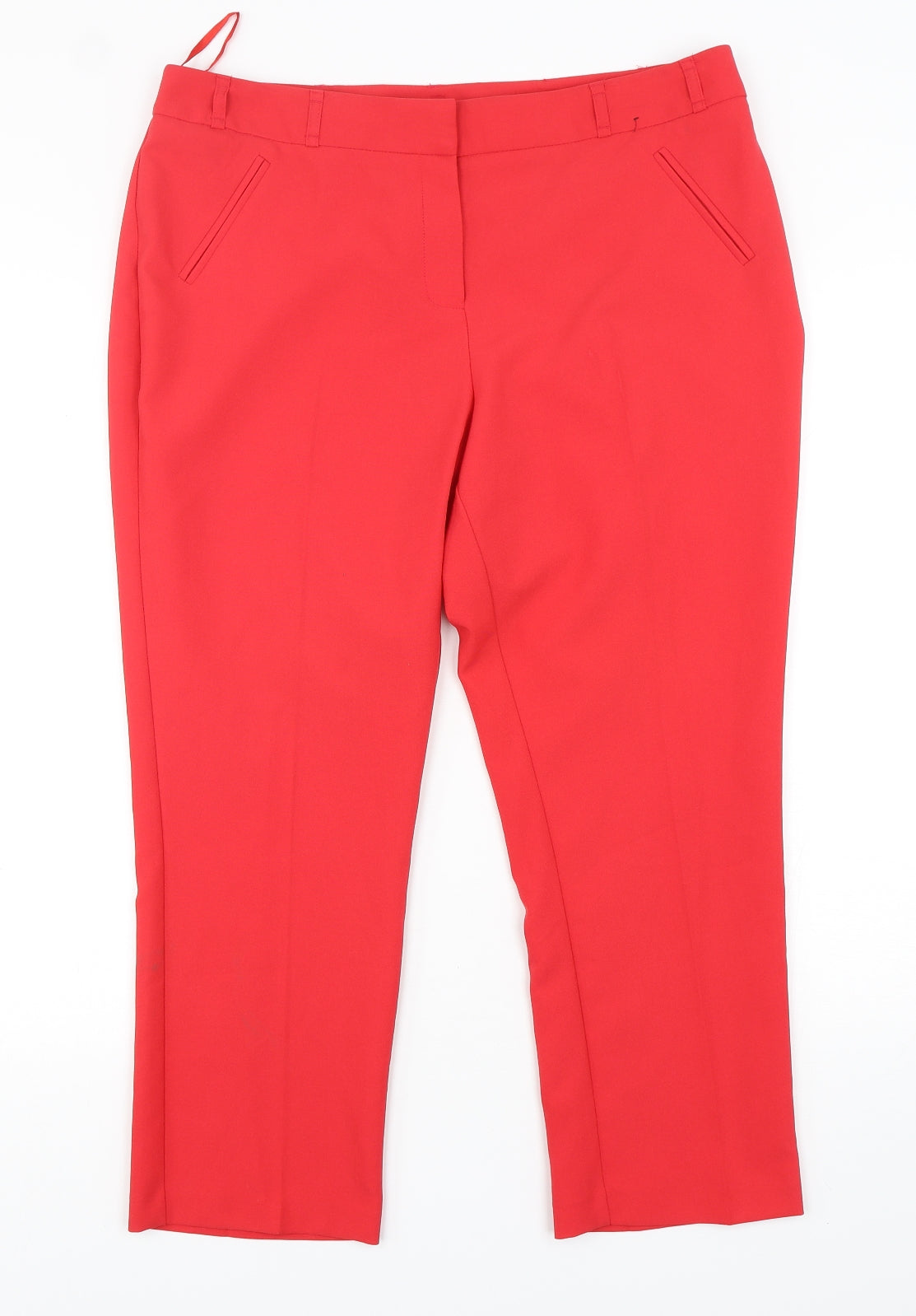 Dunnes  Womens Red  Polyester Cropped Trousers Size 14 L25 in Regular